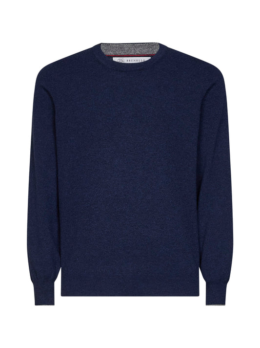 Navy blue cashmere crewneck sweater