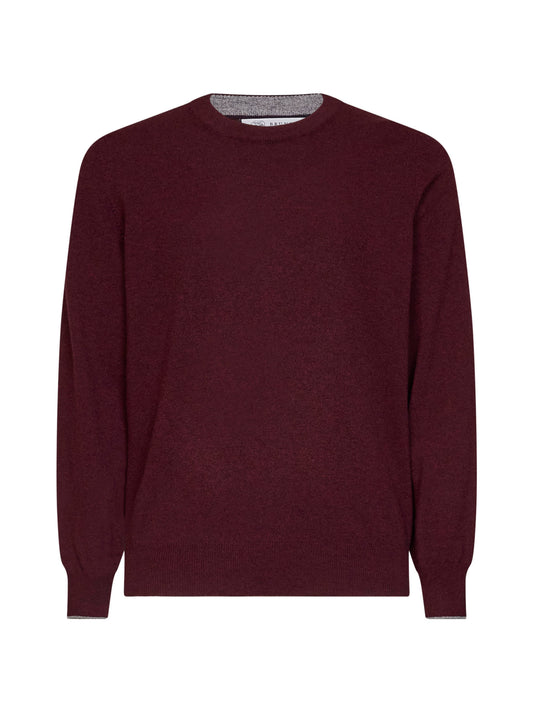 Maglia girocollo in cashmere borgogna
