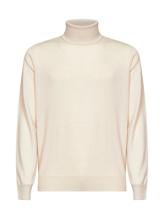 Maglia collo alto in cashmere burro