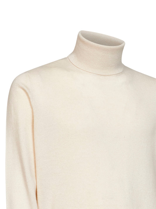 Maglia collo alto in cashmere burro