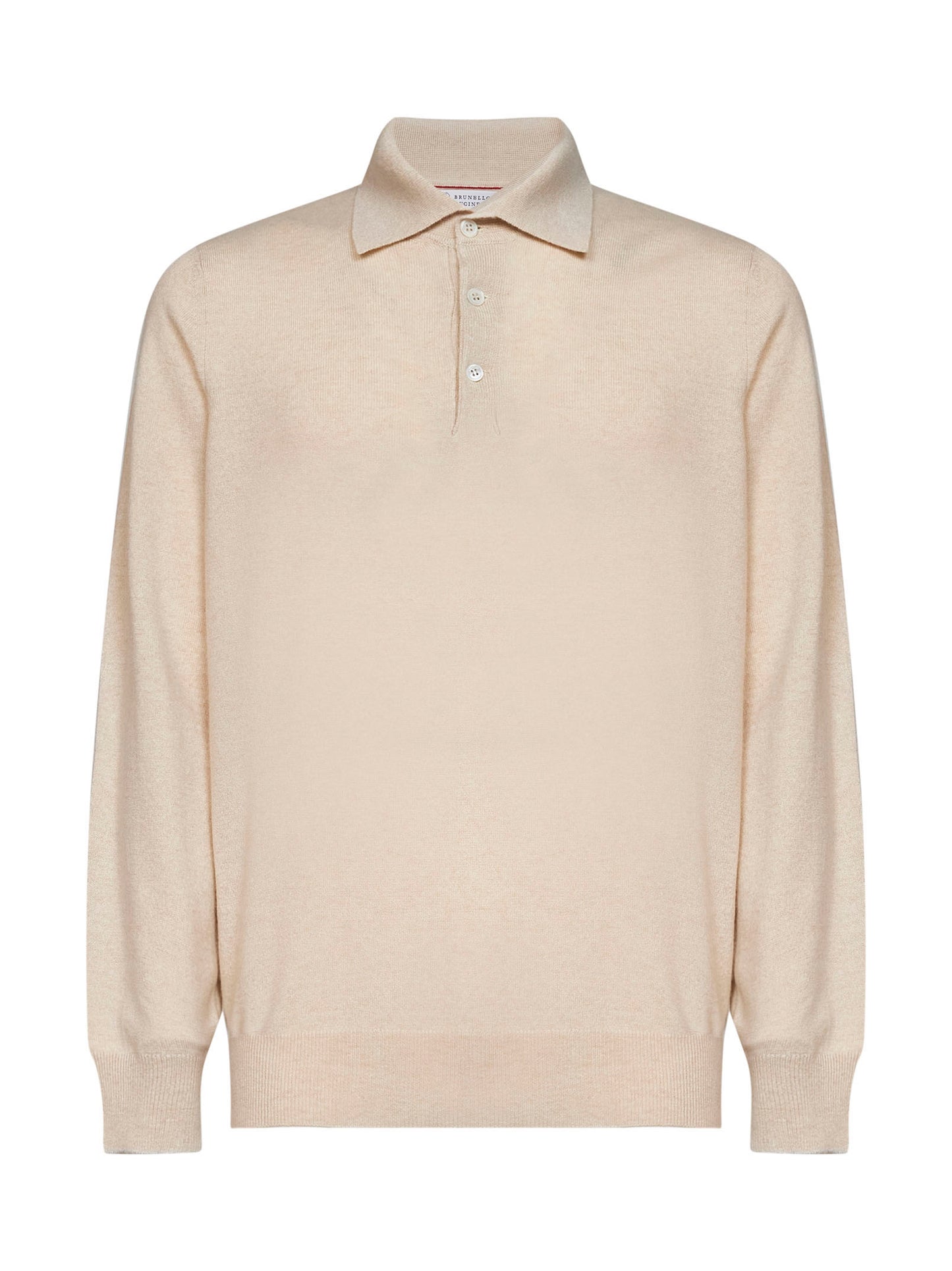 Champagne cashmere knit polo shirt