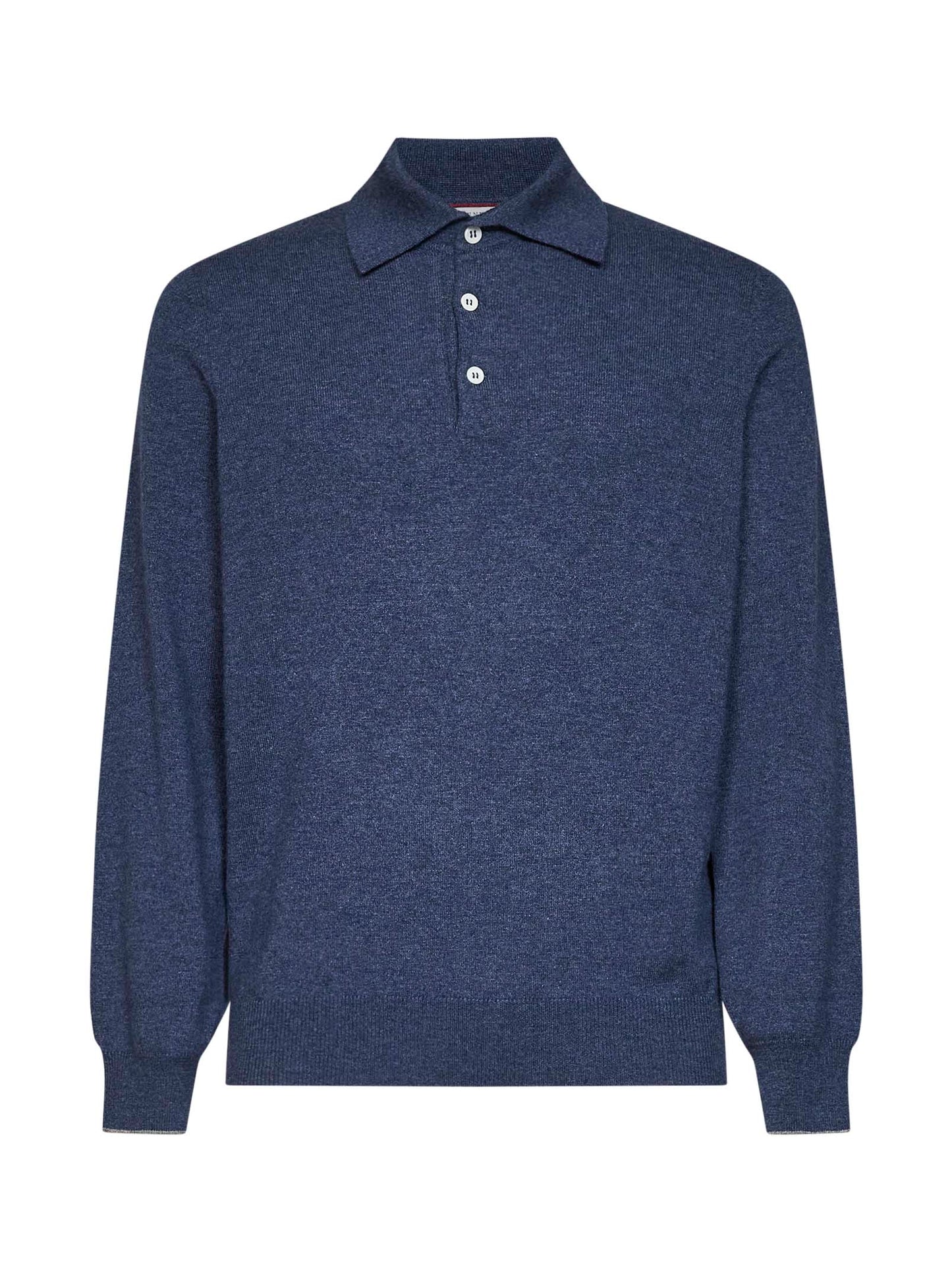 Polo in maglia di cashmere denim