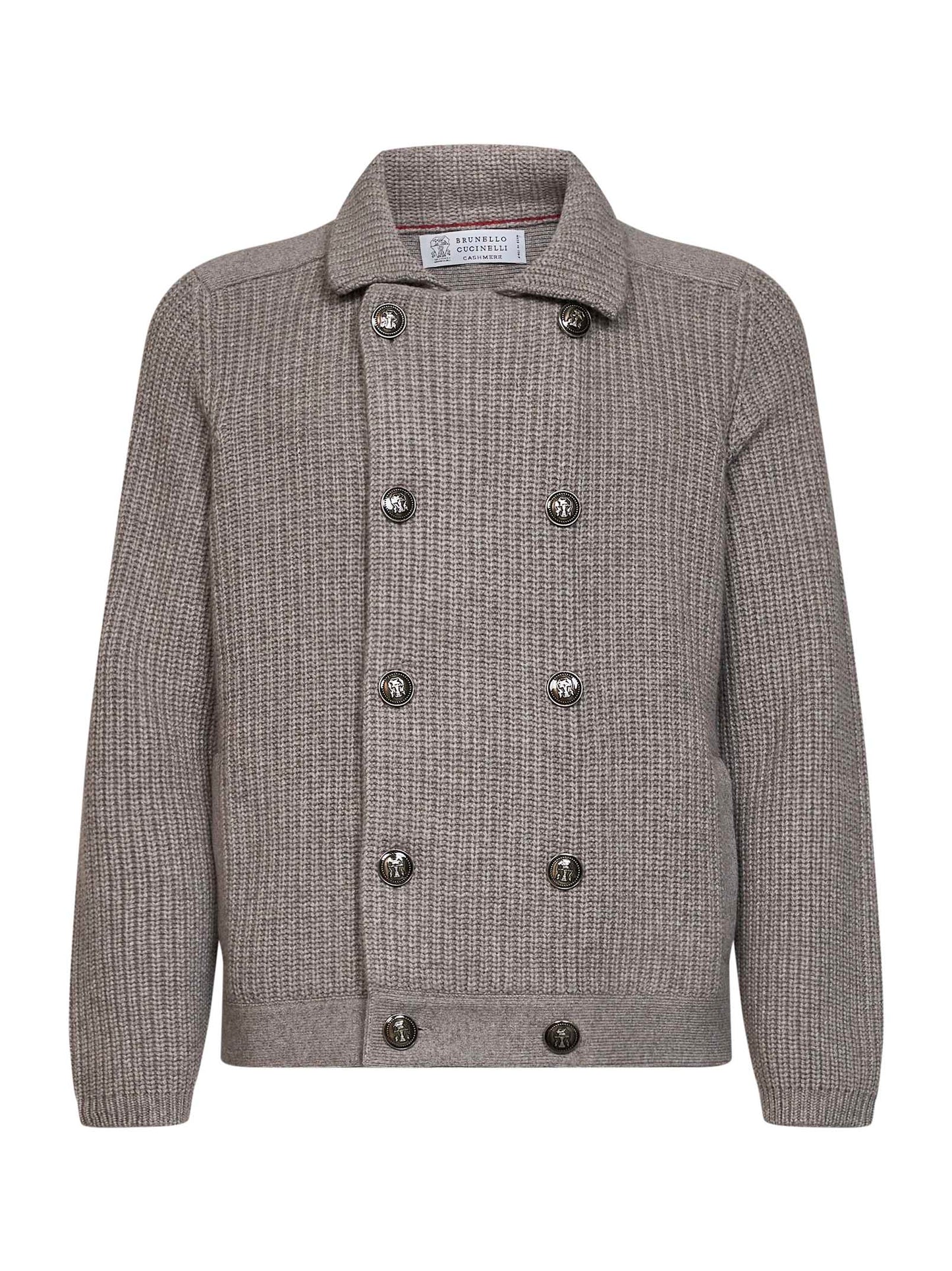 Cardigan Marina in cashmere mezza costa inglese marrone chiaro