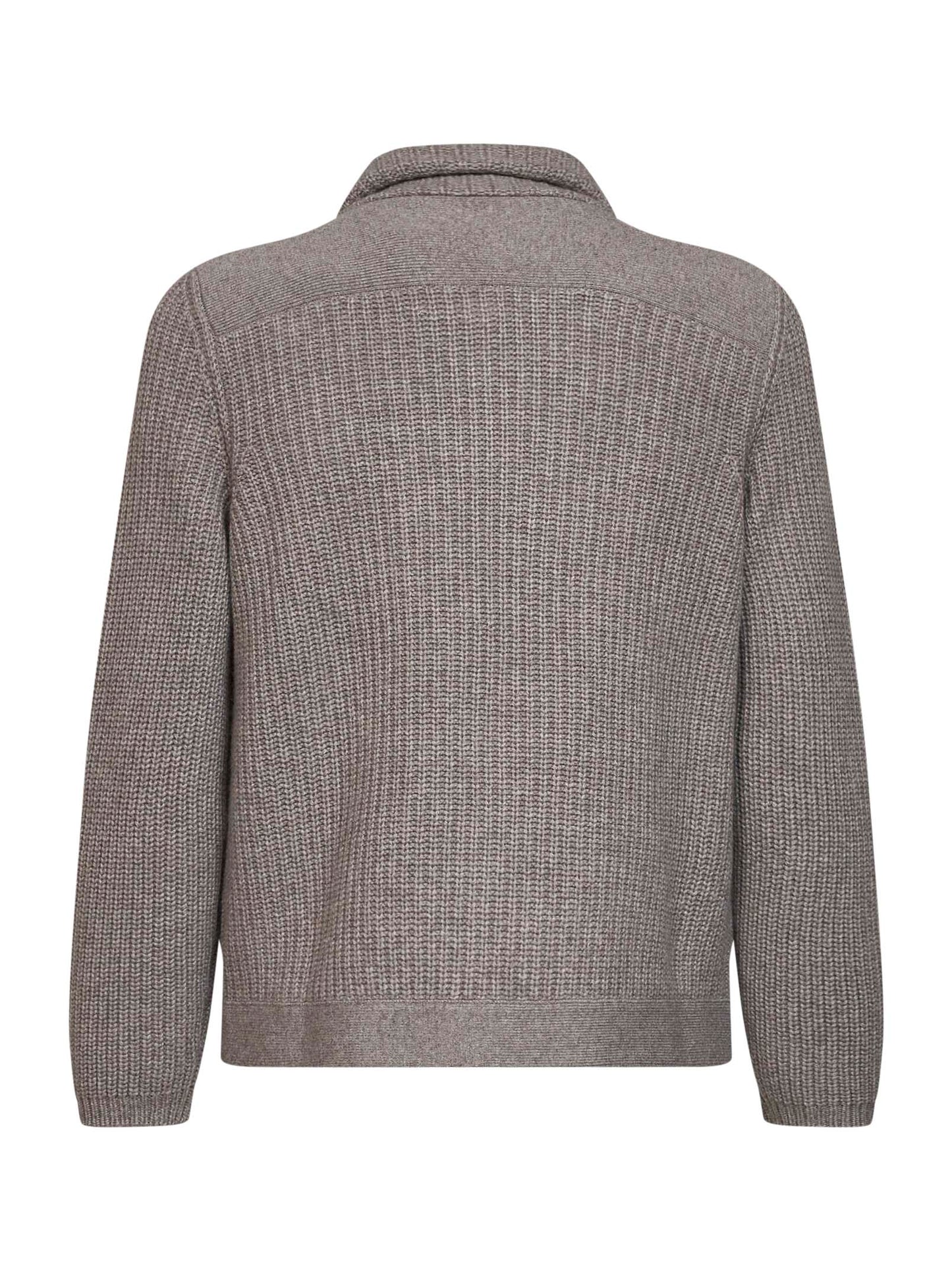 Cardigan Marina in cashmere mezza costa inglese marrone chiaro