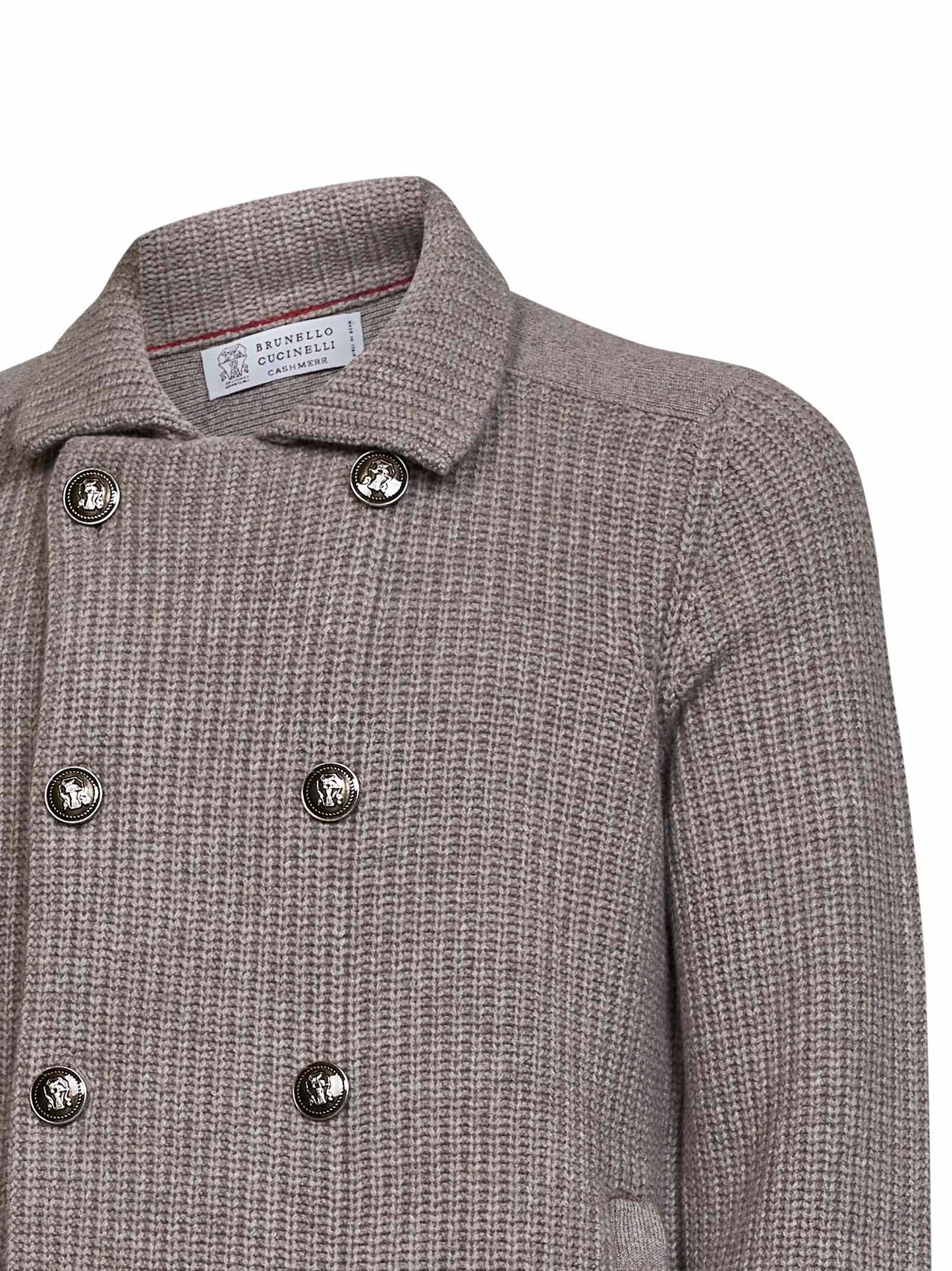 Cardigan Marina in cashmere mezza costa inglese marrone chiaro