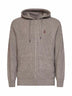 Felpa con zip e cappuccio in maglia di cashmere roccia
