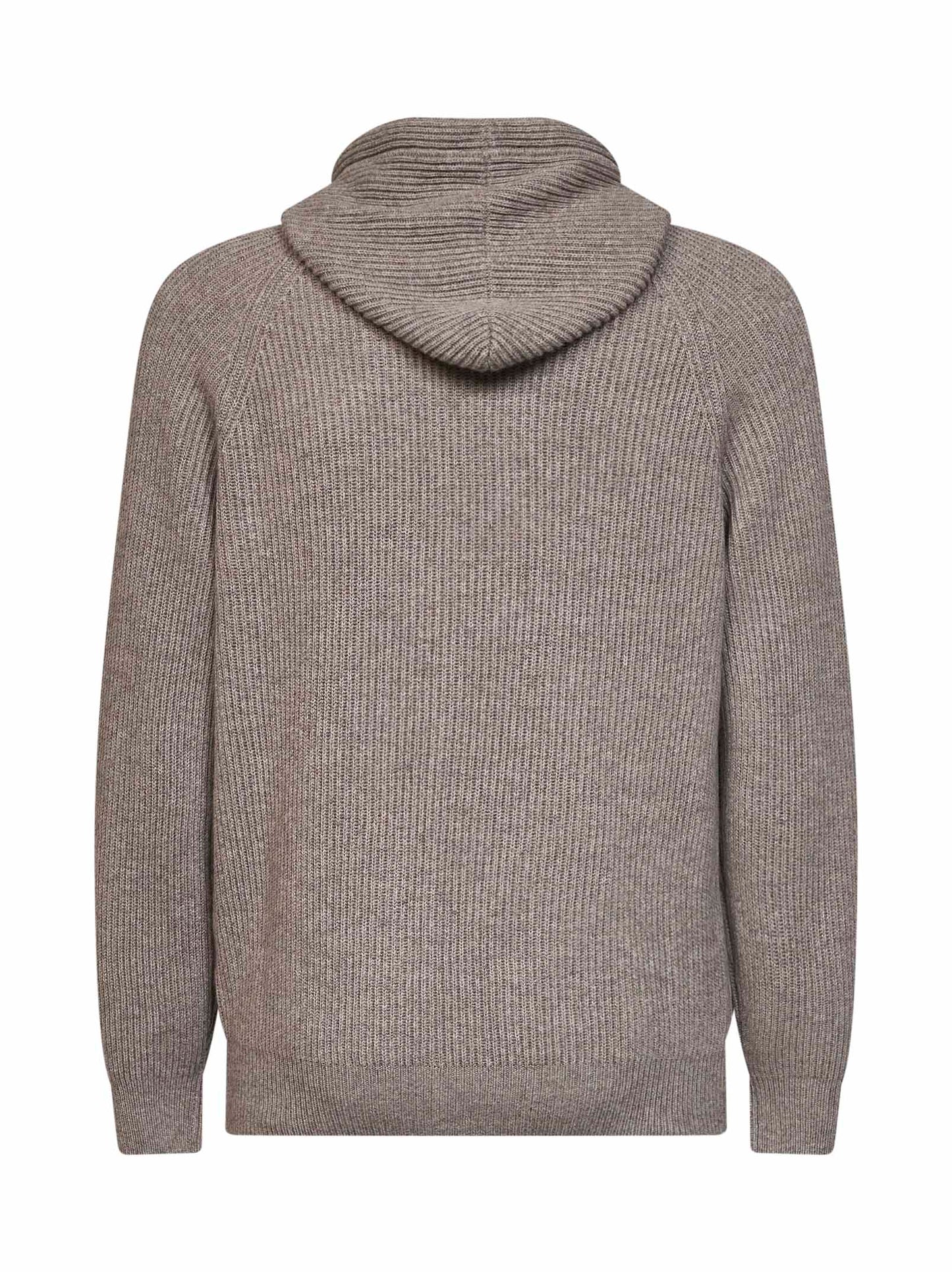 Felpa con zip e cappuccio in maglia di cashmere roccia