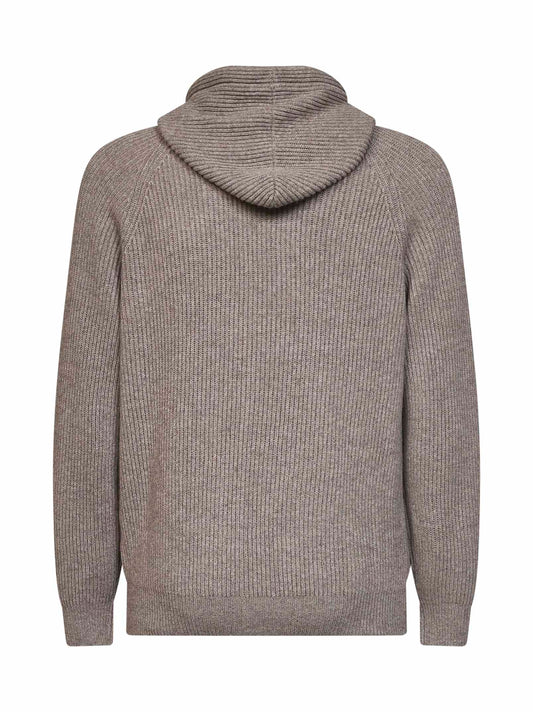 Rock cashmere knit zip-up hoodie