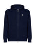 Navy blue cashmere knit zip-up hoodie