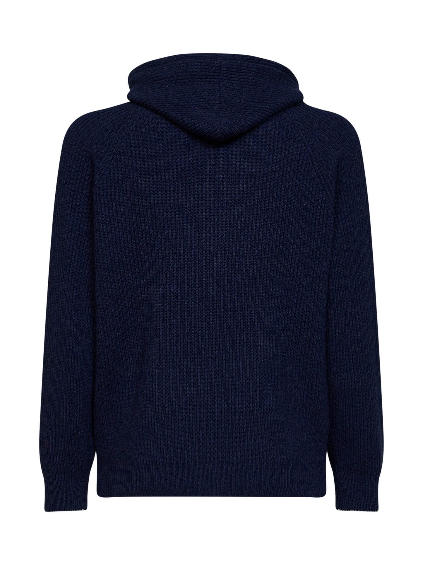 Navy blue cashmere knit zip-up hoodie