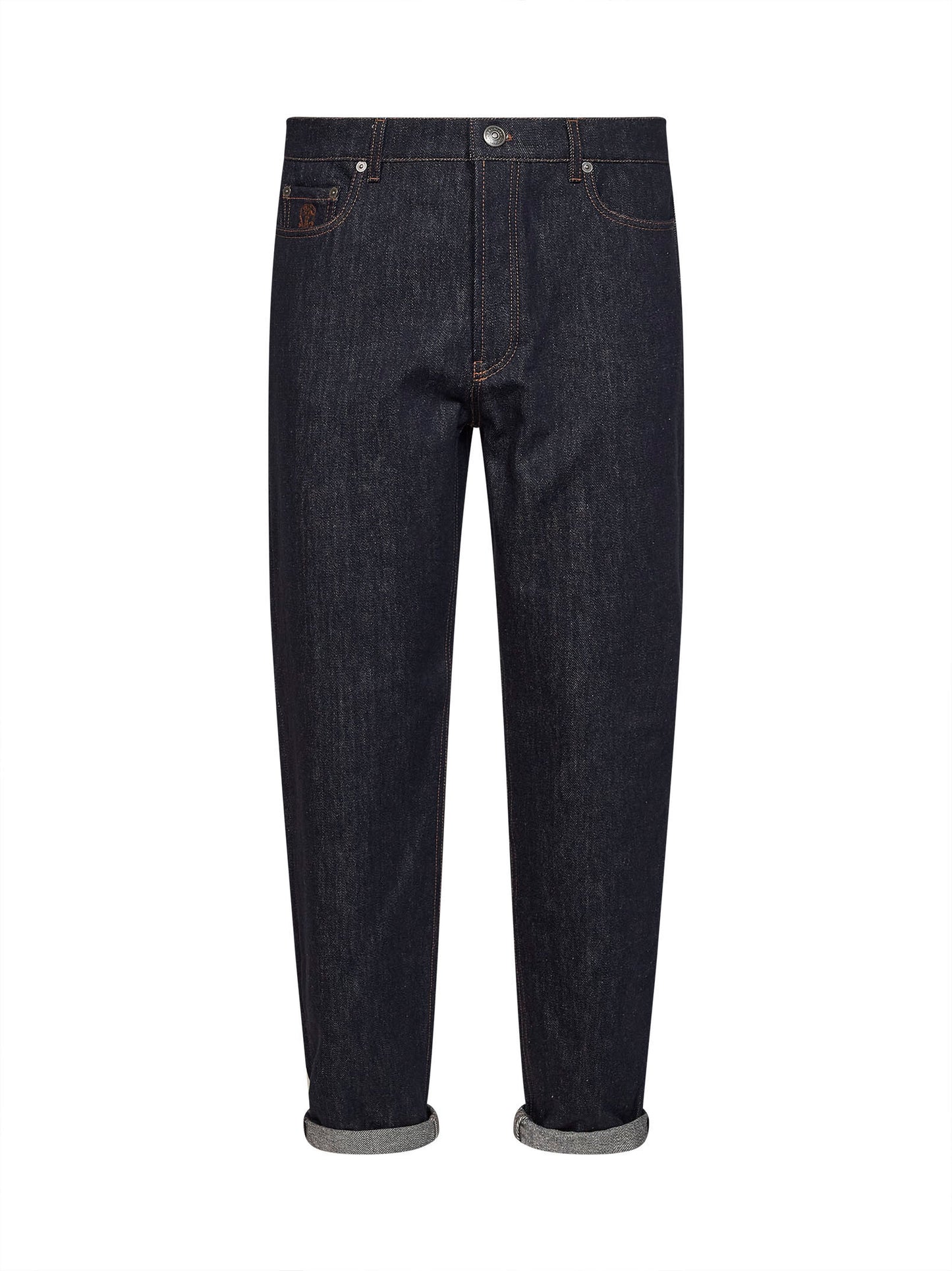 Blue cotton denim iconic fit jeans