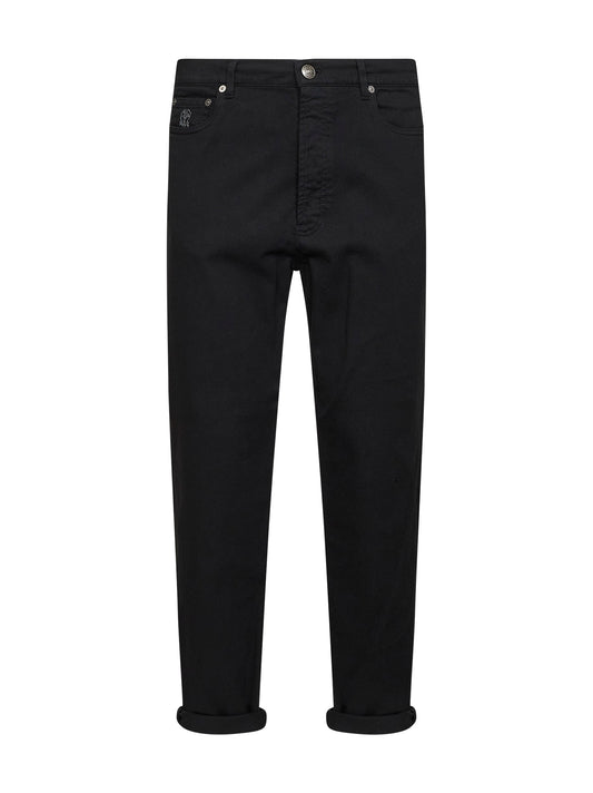 Jeans iconic fit in denim leggero comfort tinto capo nero