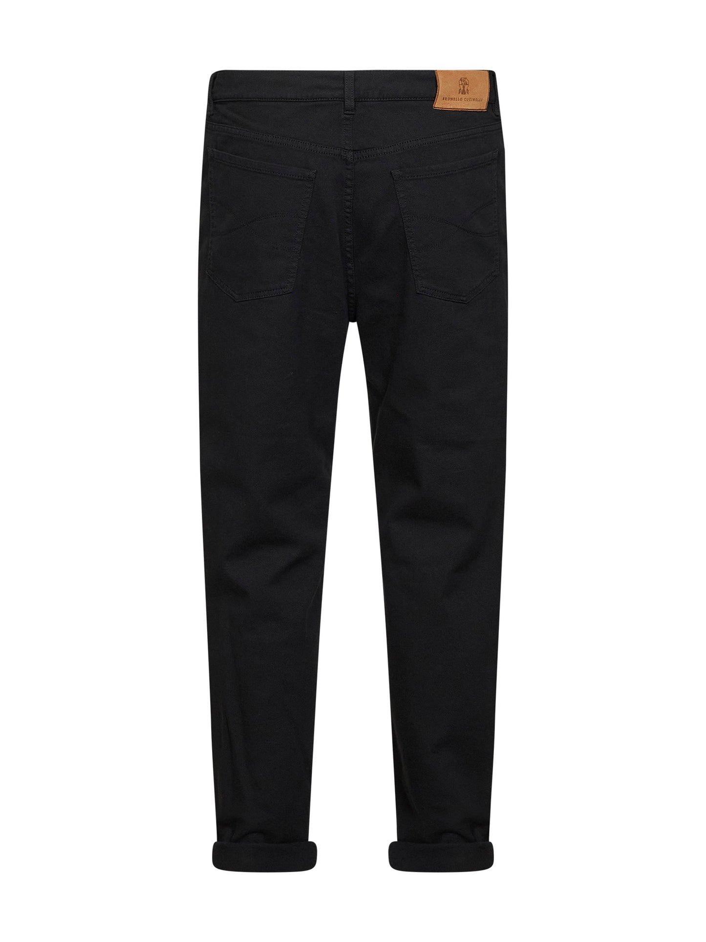 Black garment-dyed lightweight comfort denim iconic fit jeans