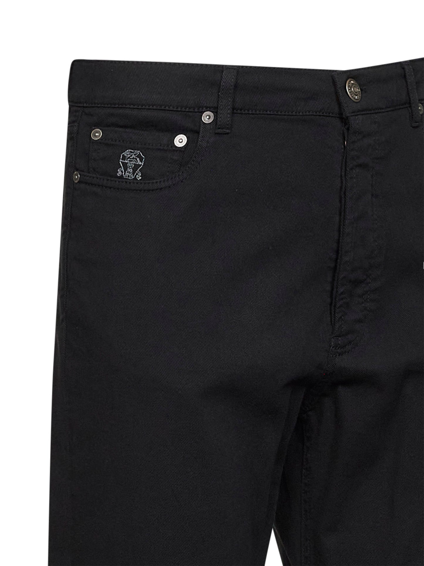 Black garment-dyed lightweight comfort denim iconic fit jeans