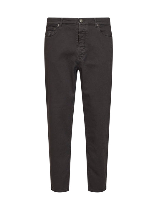 Dark brown garment-dyed lightweight comfort denim iconic fit jeans