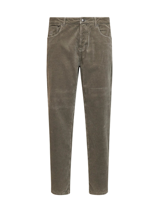 Mud garment-dyed cotton corduroy trousers
