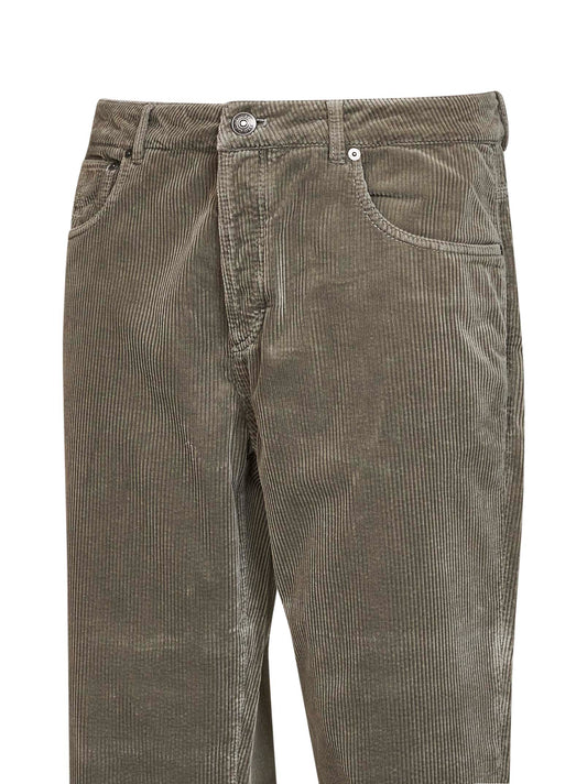 Mud garment-dyed cotton corduroy trousers