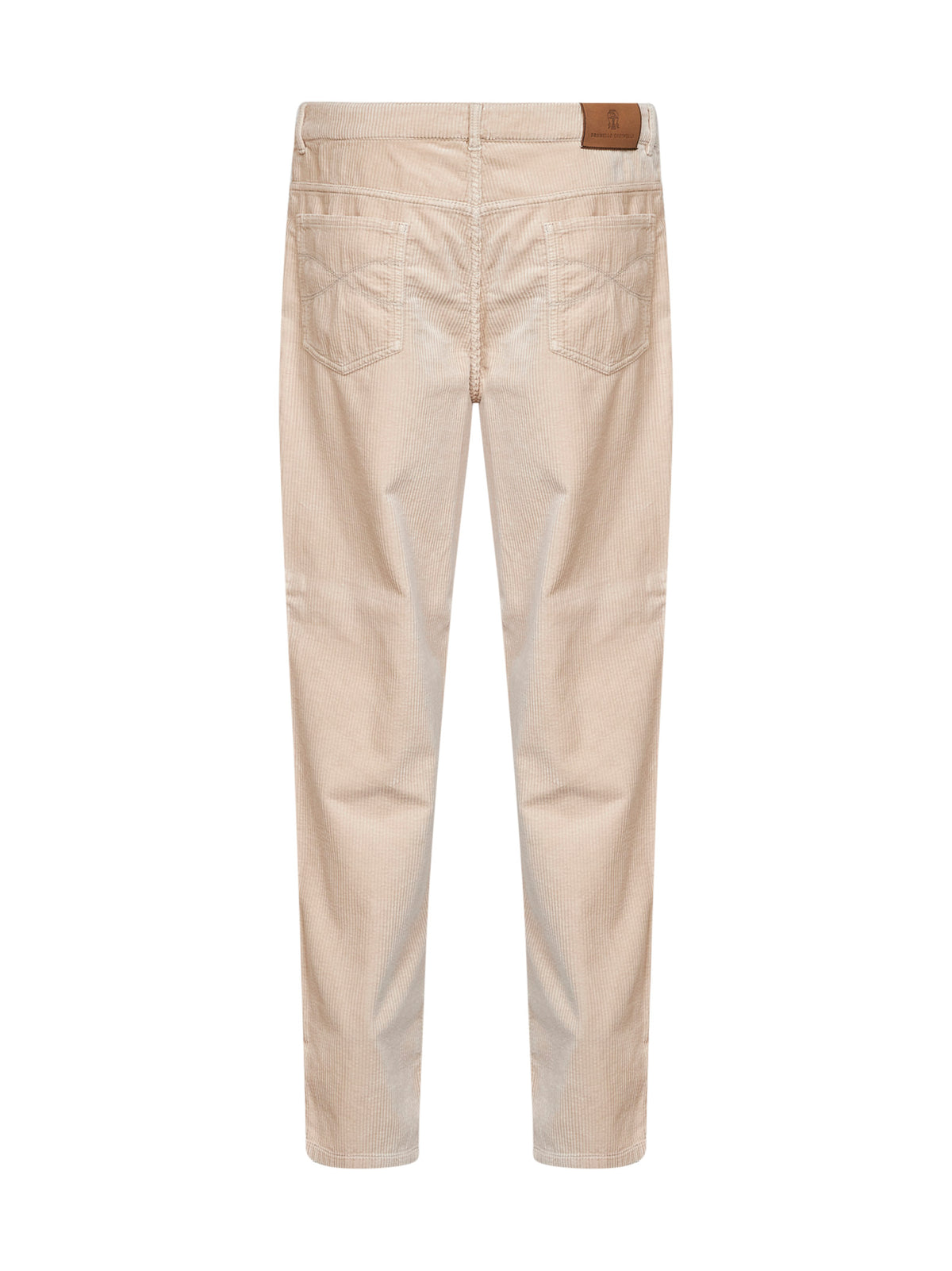 Sand garment-dyed cotton corduroy trousers<BR/>