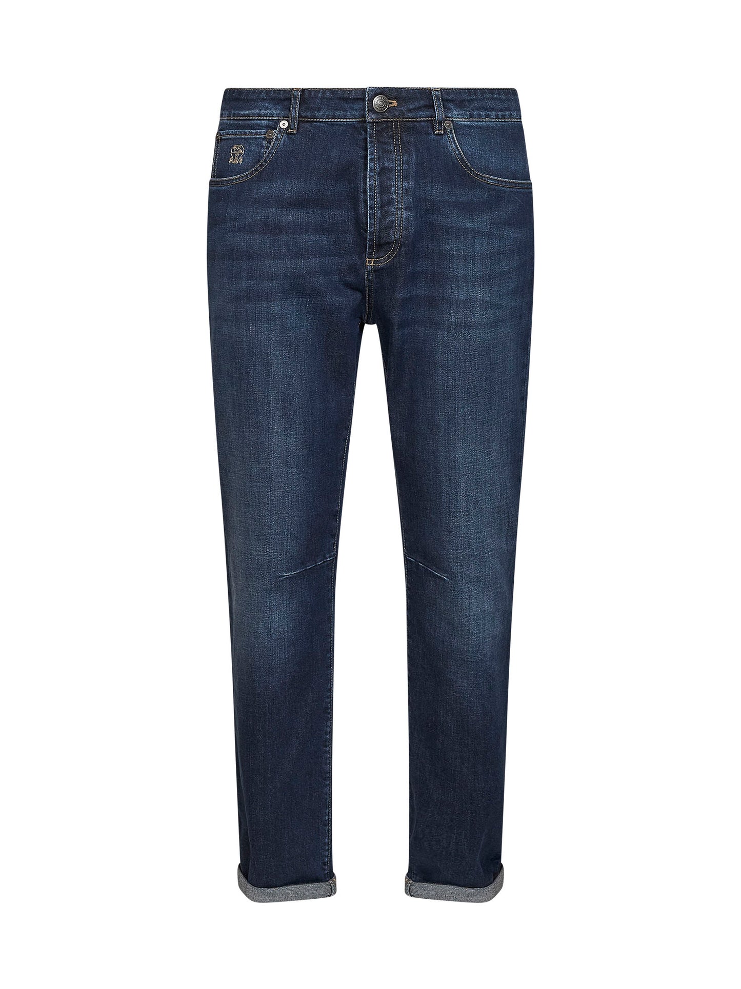 Dark blue comfort cotton denim leisure fit jeans