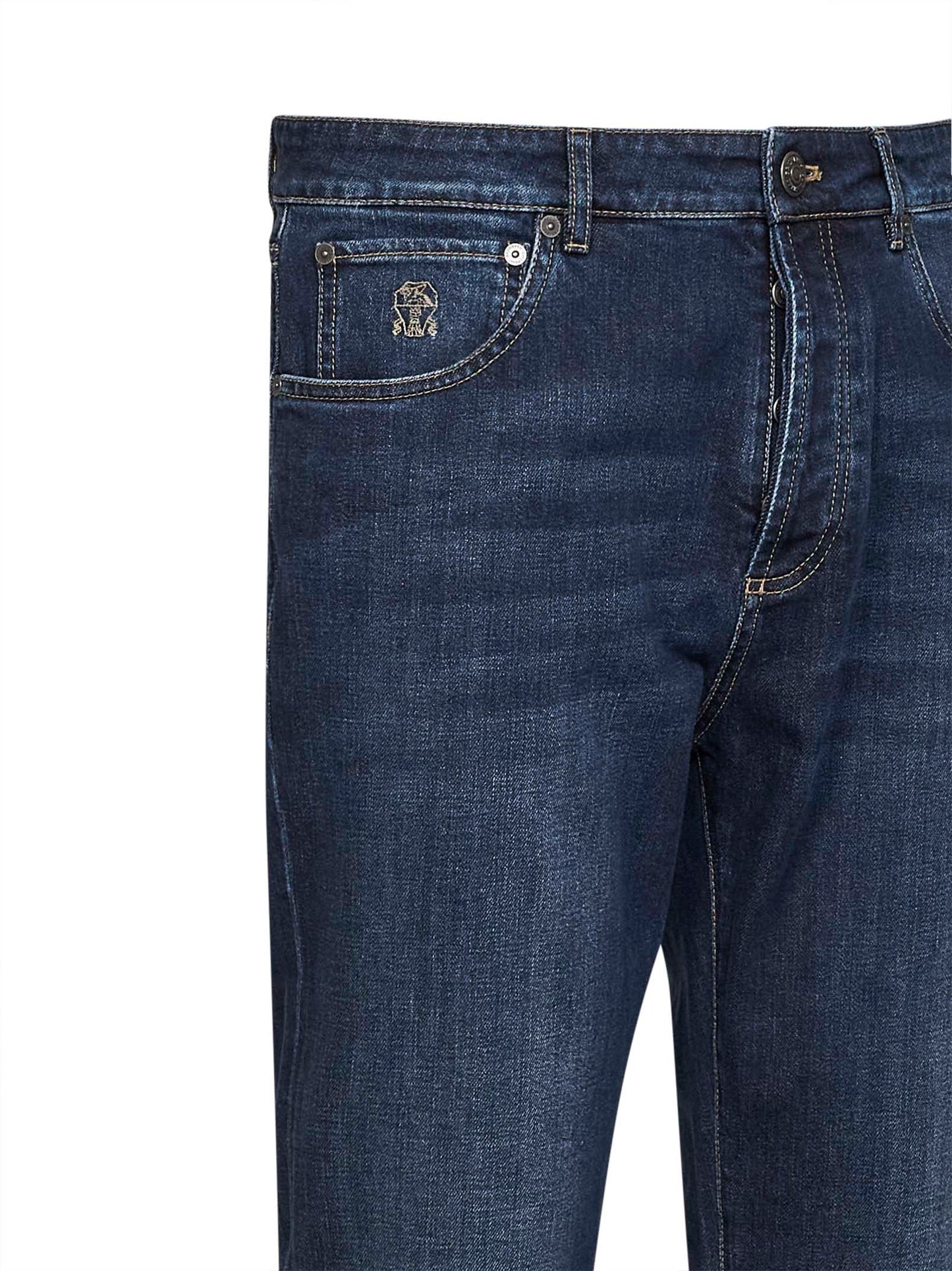 Dark blue comfort cotton denim leisure fit jeans