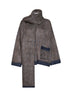 Light grey Prince of Wales double knit jacket with scarf