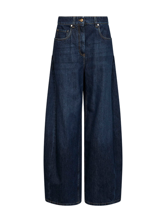 Blue Authentic denim Wide jeans with monili