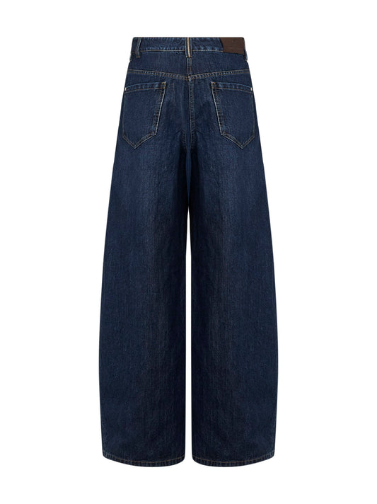 Blue Authentic denim Wide jeans with monili