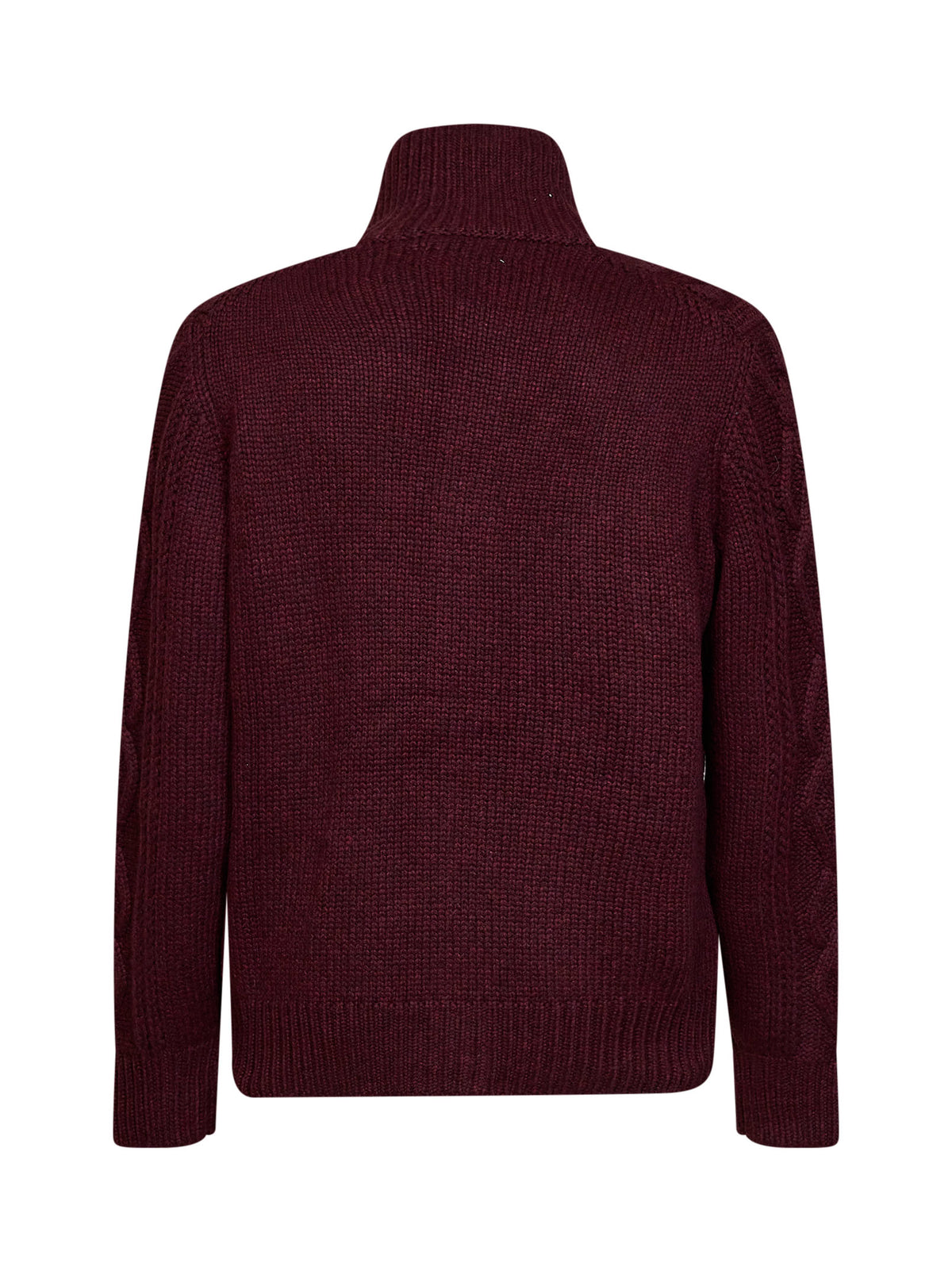 Cardigan in cashmere Piuma a treccia bordeaux