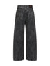 Jeans Wide in Principe di Galles di denim grigio scuro
