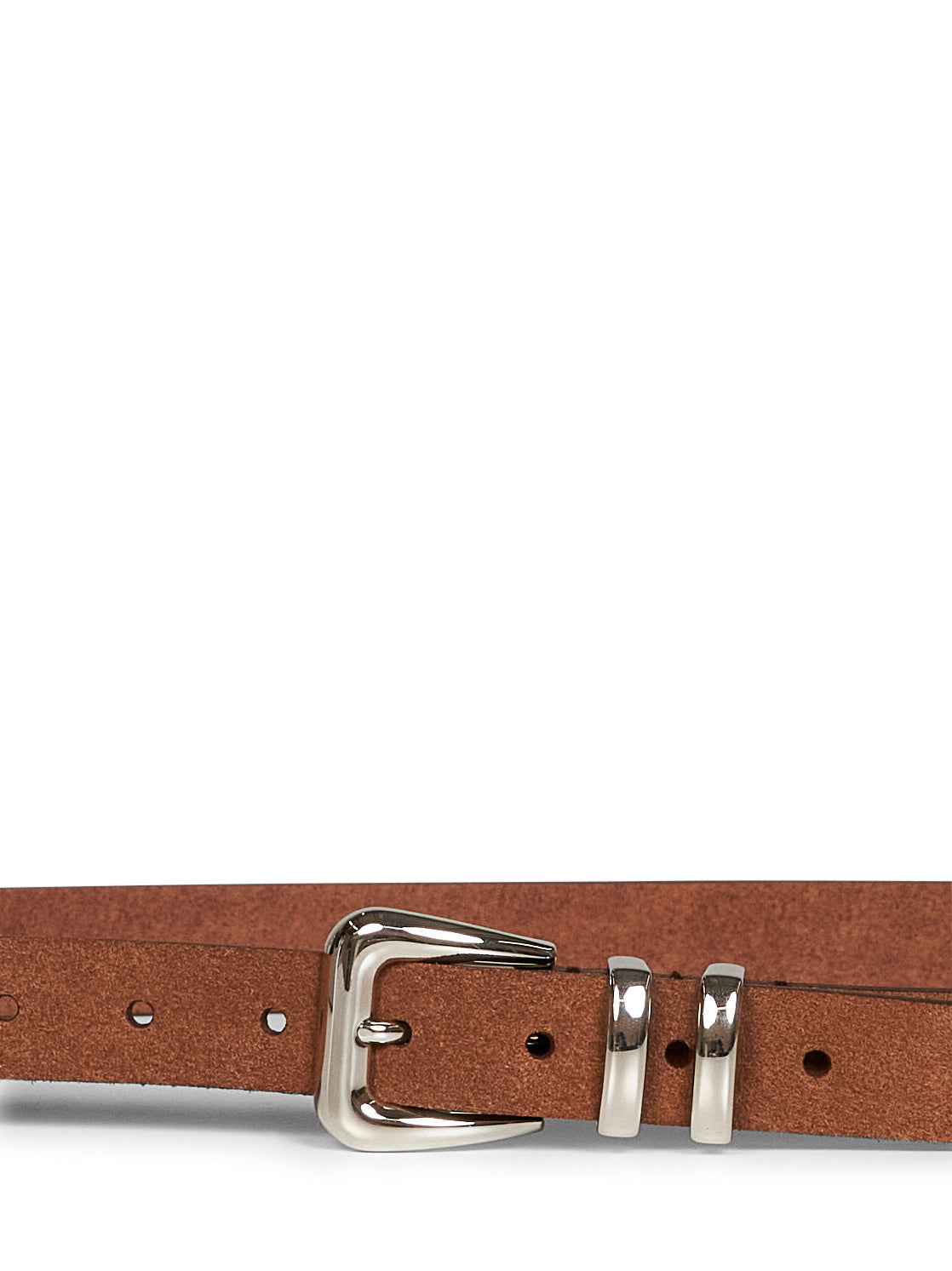 Brown reversed calfskin leather belt