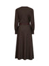 Abito midi con cintura in tela stretch cioccolato scuro