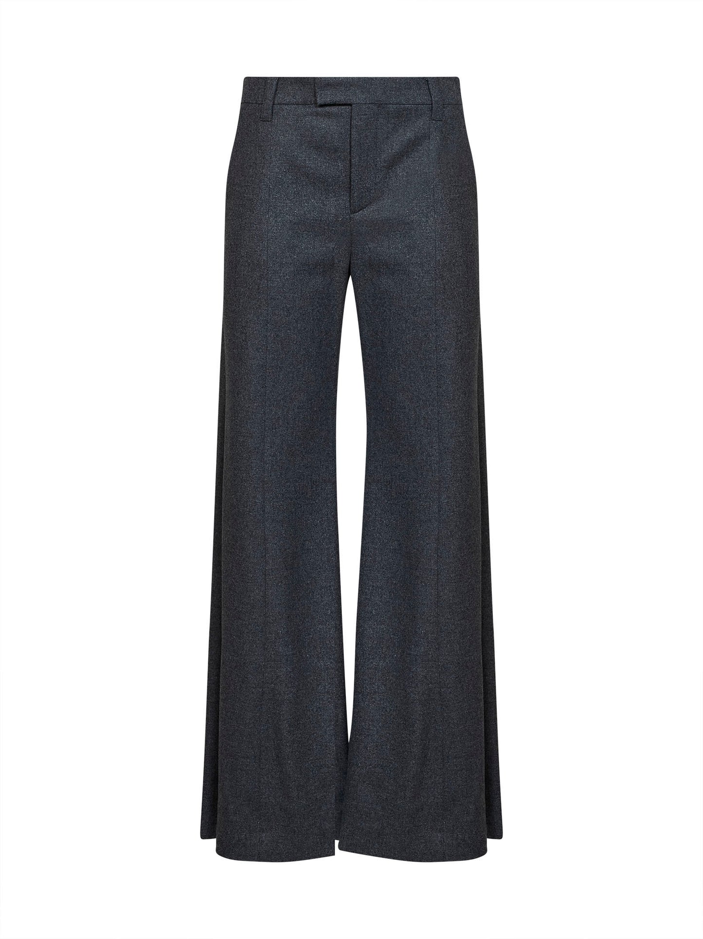 Pantaloni Wide Flare in lana vergine e cashmere grigio medio