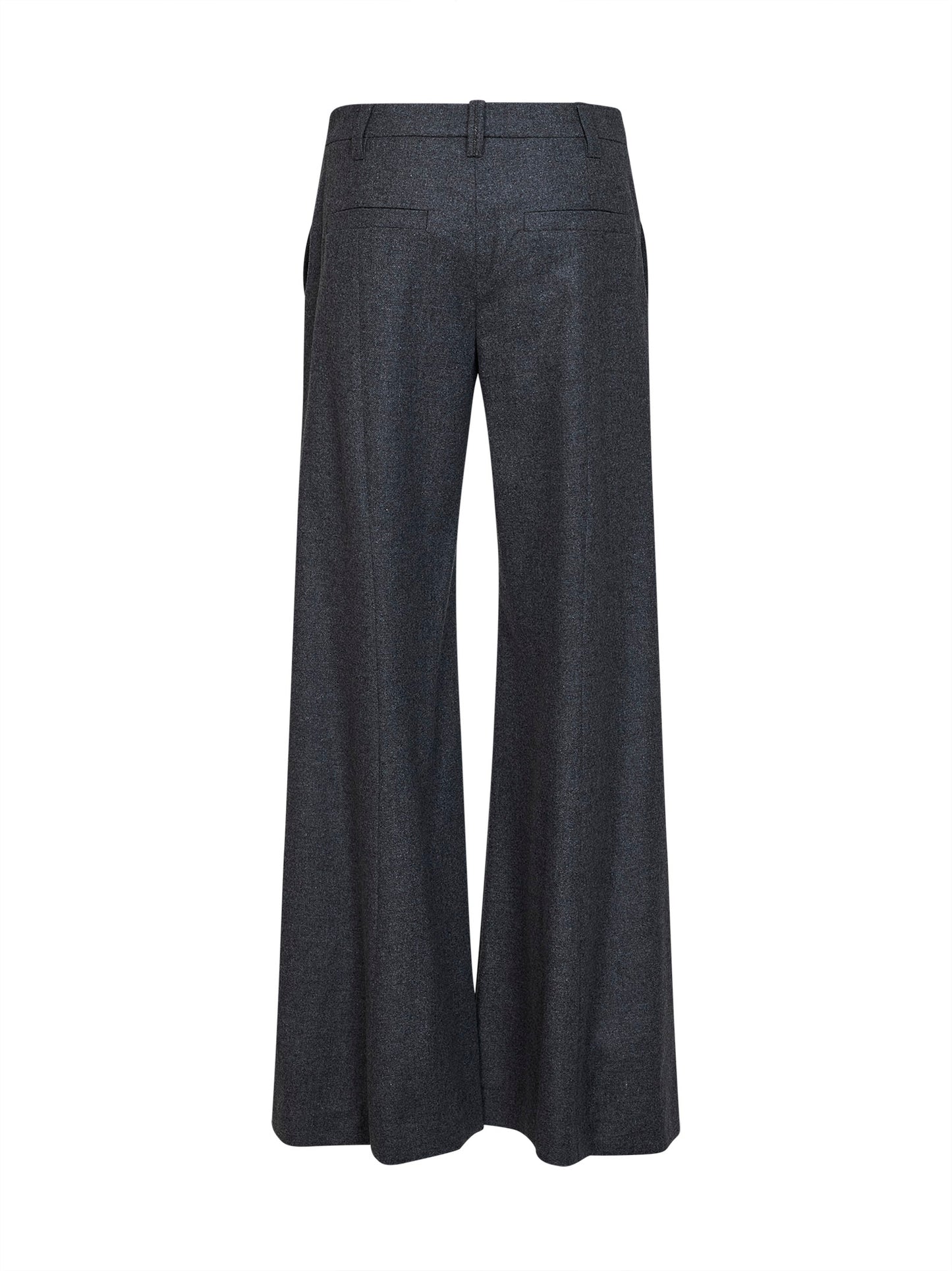 Pantaloni Wide Flare in lana vergine e cashmere grigio medio