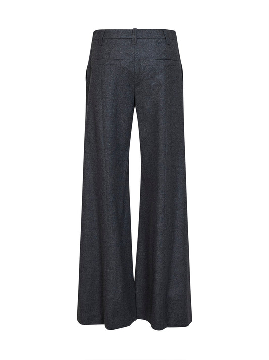 Pantaloni Wide Flare in lana vergine e cashmere grigio medio