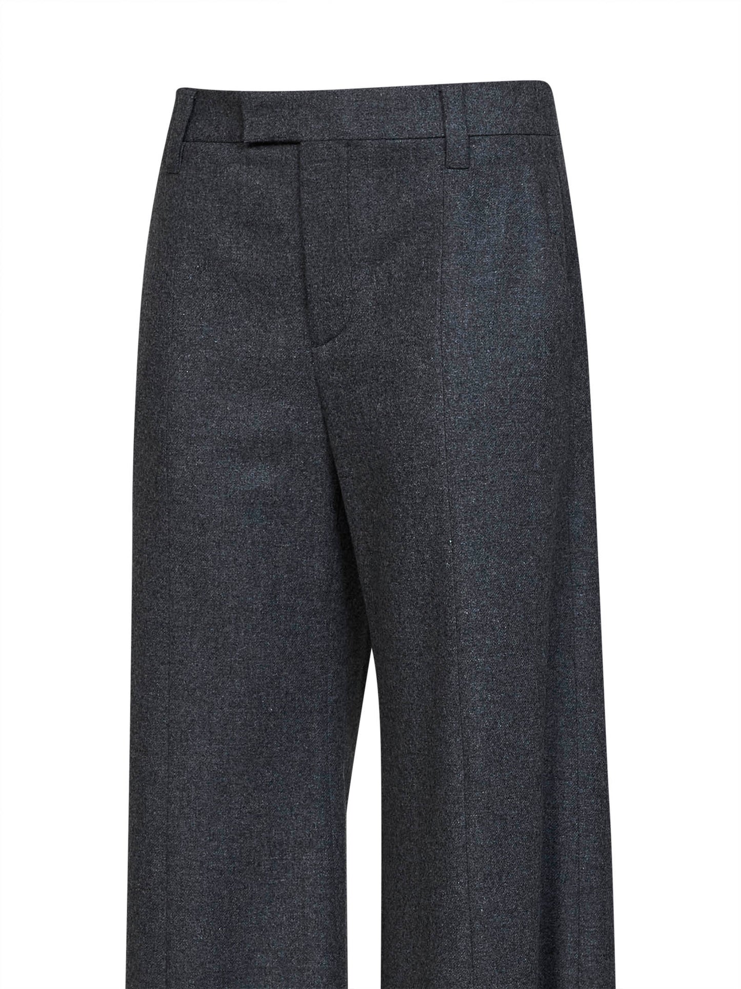 Pantaloni Wide Flare in lana vergine e cashmere grigio medio