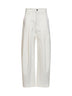 Pantaloni Baggy in denim tinto e lana Wrinkled avorio