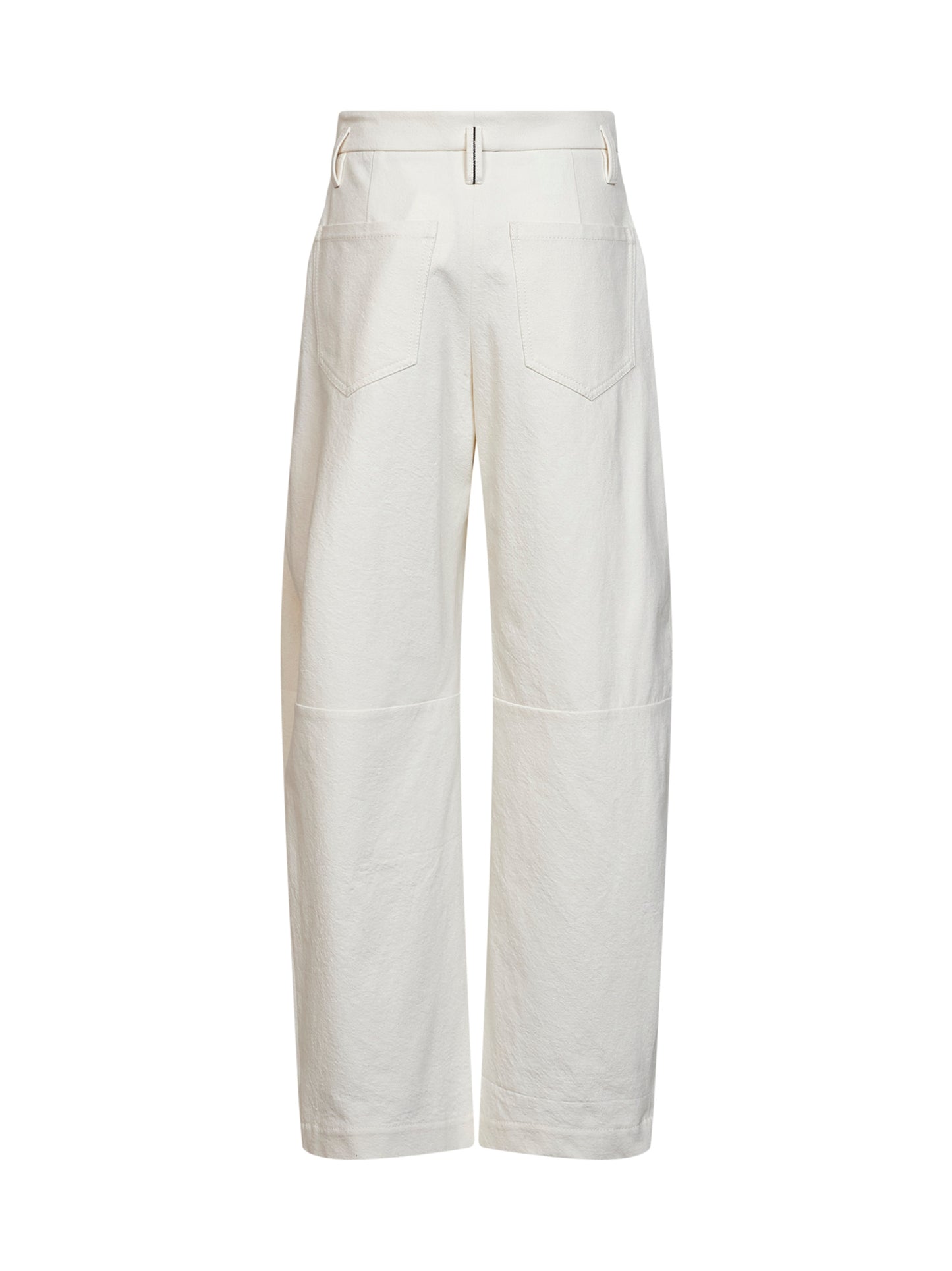 Pantaloni Baggy in denim tinto e lana Wrinkled avorio
