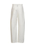 Pantaloni Baggy in denim tinto e lana Wrinkled avorio