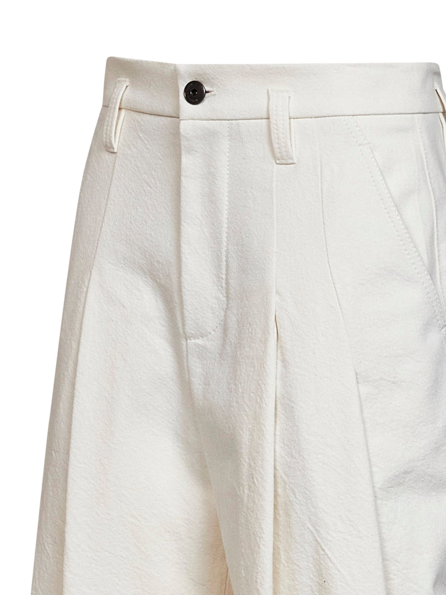 Pantaloni Baggy in denim tinto e lana Wrinkled avorio