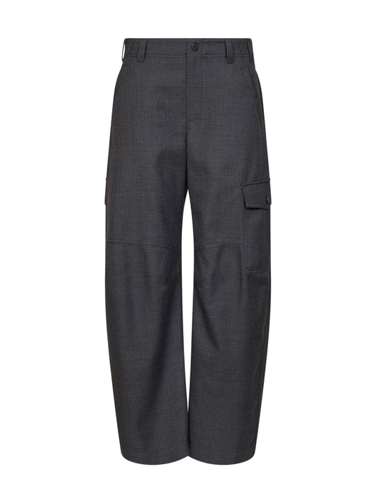 Dark grey virgin wool twill Barrel Cargo trousers