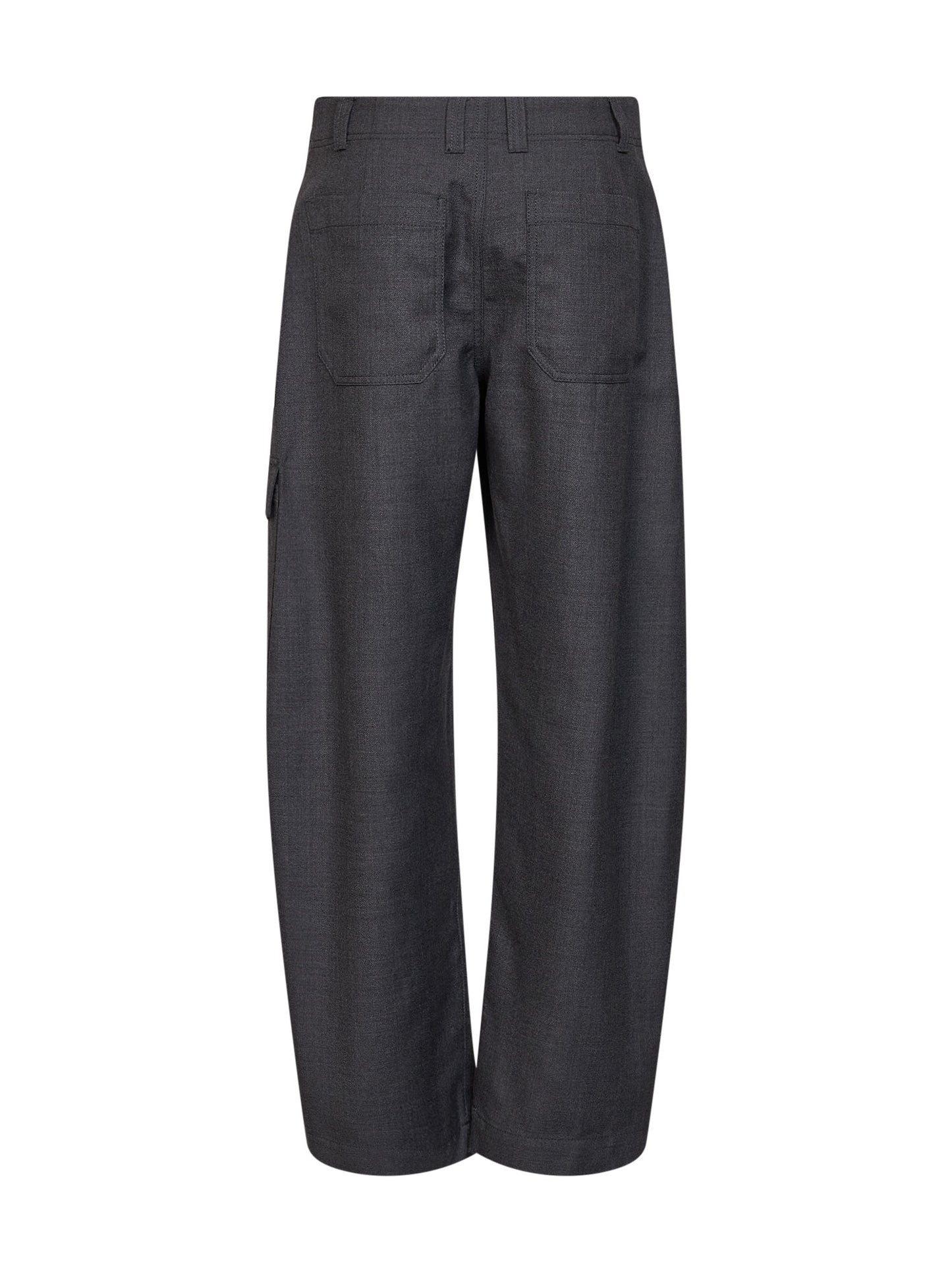 Pantalone Barrel Cargo in twill di lana vergine grigio scuro