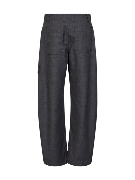 Dark grey virgin wool twill Barrel Cargo trousers