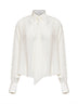 Camicia in crêpe de Chine naturale con cravatta e Shiny Collar