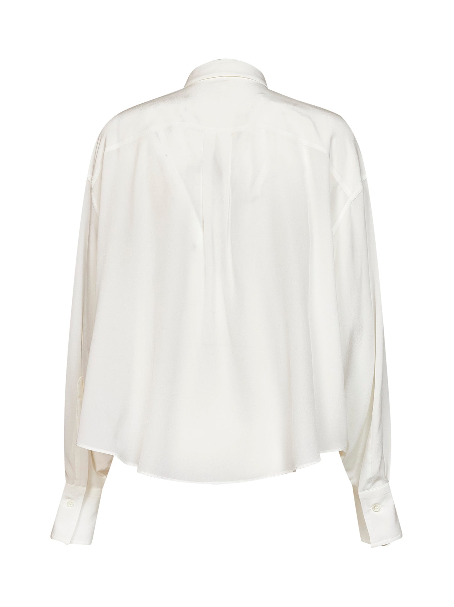 Camicia in crêpe de Chine naturale con cravatta e Shiny Collar