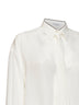 Camicia in crêpe de Chine naturale con cravatta e Shiny Collar