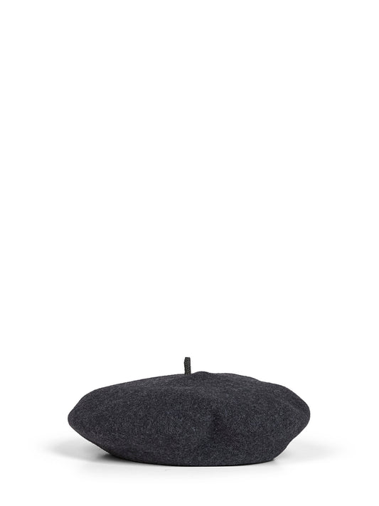 Black stone wool beret with Precious Detail