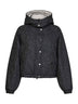 Black Donegal hooded down jacket with Shiny Zipper Pull