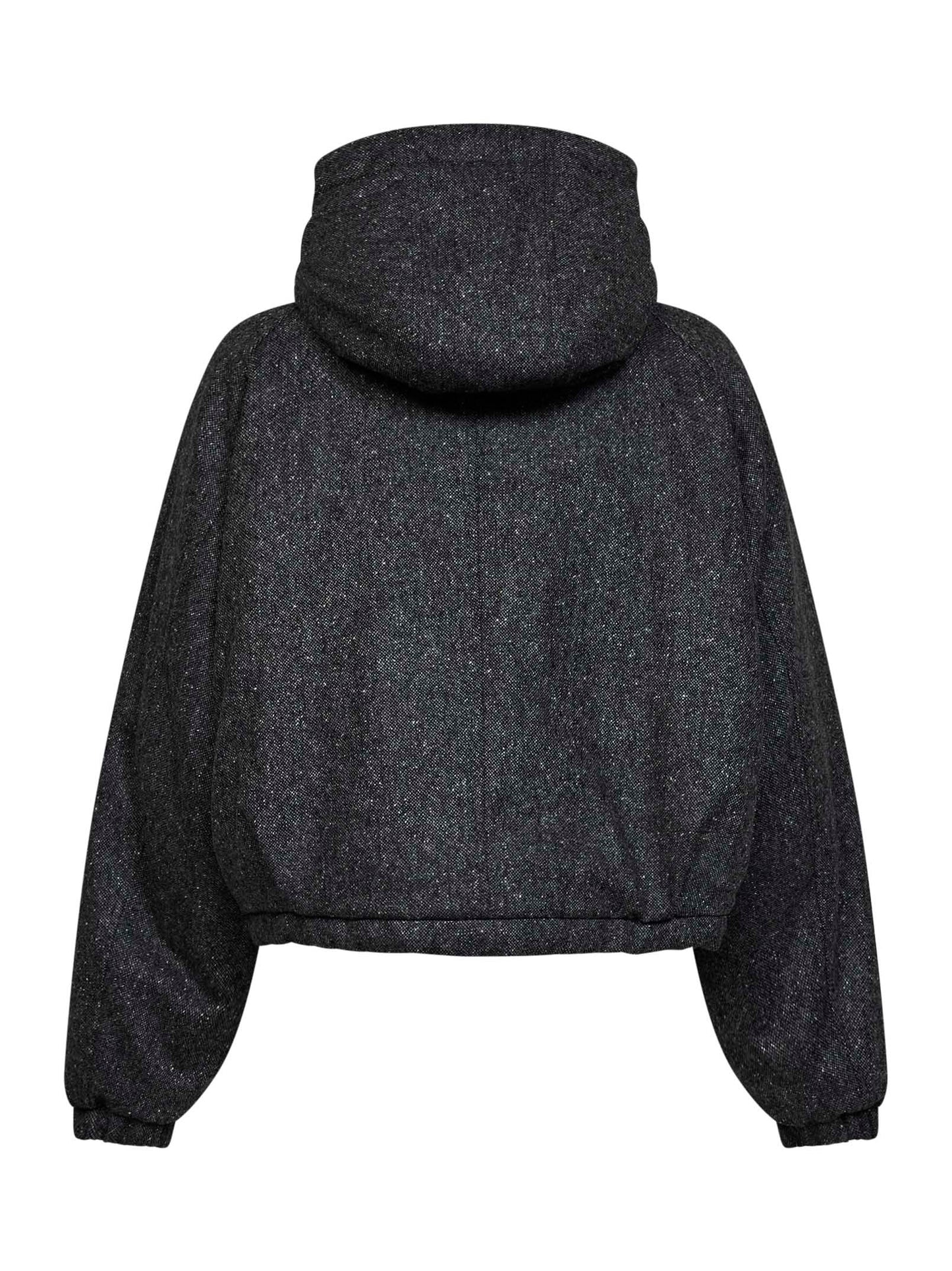 Black Donegal hooded down jacket with Shiny Zipper Pull