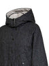 Black Donegal hooded down jacket with Shiny Zipper Pull