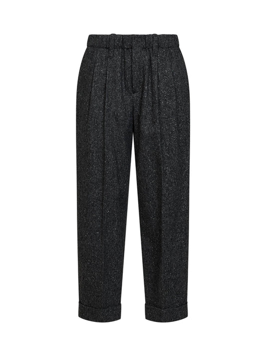 Black Donegal wool Baggy Sartorial trousers